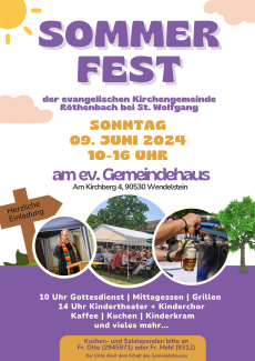 Plakat fürs Sommerfest der Kirchengemeinde am 9.6.24